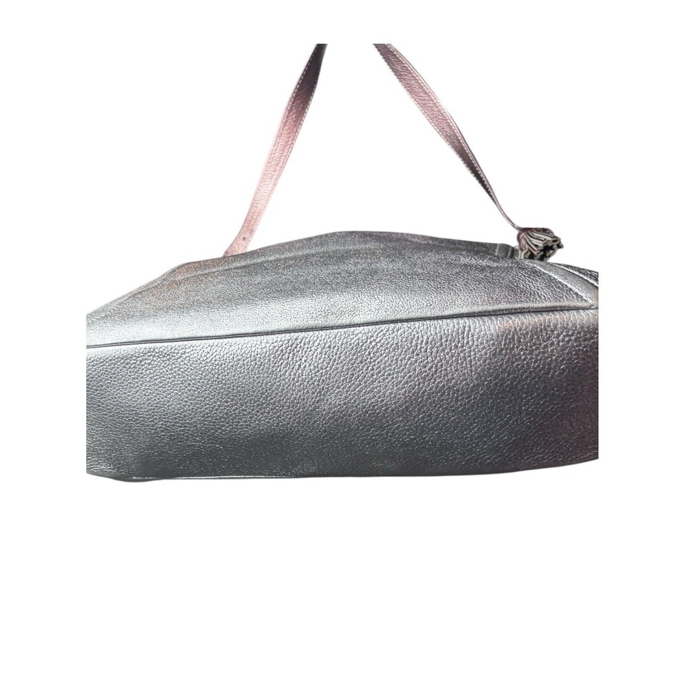 Kate Spade Large Silver Metallic Pebble Gray Hobo Bag Purse Soft‎ - Picture 3 of 10